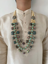Unisex Layered Multi Color Jaipuri Jadau Beads Necklace For Wedding And Festive Wear